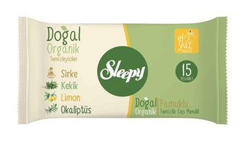 Sleepy Doğal Organik Pamuklu 15 Yaprak 3'lü Islak Mendil