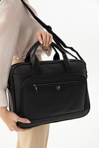 Morca Unisex 16 inç Poliüretan Askılı Laptop Çantası Siyah