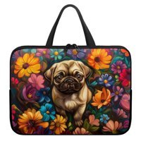 Poceacles Pug 15 inç Neopren Kılıf Laptop Çantası Çok Renkli