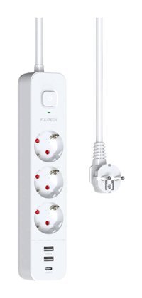 Fulltech Hoala 3'lü Soket Kablolu 3 m 2'li USB Çiftli Akım Korumalı Priz