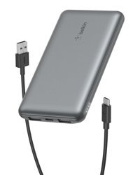 Belkin 10000 mAh Hızlı Şarj Işıklı USB A & USB C Çoklu Bağlantı Powerbank Gri