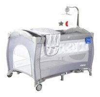 Sunny Baby 9162 Metal 25 kg Kapasiteli Ayarlanabilir Taşınabilir Katlanabilir Ara Katlı 120x70 cm Sallanan Anne Yanı Park Yatak Açık Gri