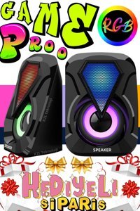 Maybax A++ Bass RGB USB Kablolu 1+1 Bilgisayar Hoparlörü