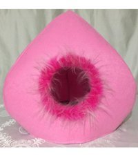 Blackpawspet Yuvarlak Tek Katlı İç Mekan Ahşap Kedi Evi Pembe