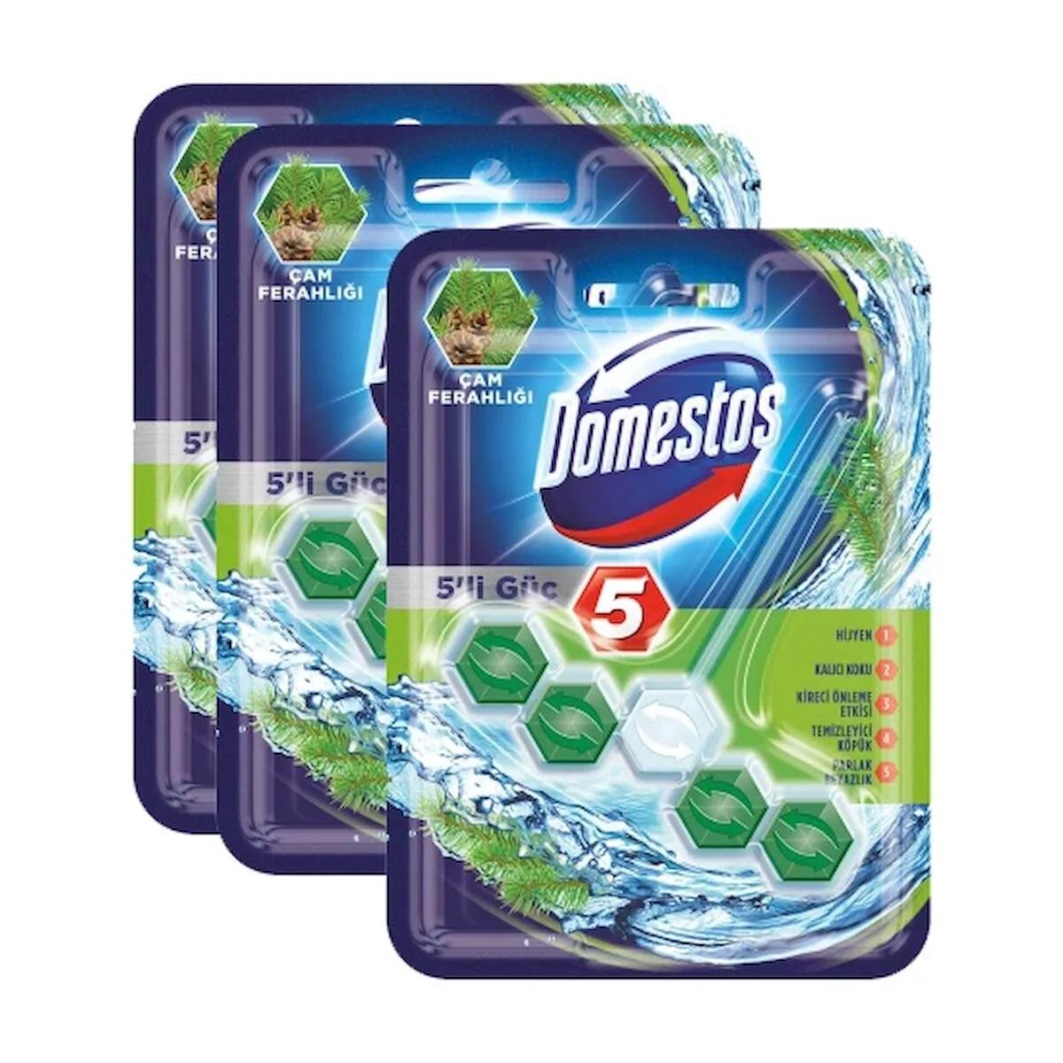 Domestos 5'li Güç Çam Ferahlığı Klozet Bloğu 3x55 gr