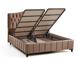 Md Elegance 160x200 cm Başlıklı Çift Kişilik Sandıklı Baza Kahverengi