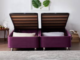 Niron Yatak 140x190 cm Ayrılabilen Çift Kişilik Sandıklı Baza Mor