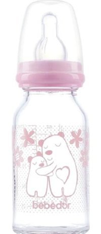 Bebedor Cam Yenidoğan Yavaş Akışlı Kulpsuz 0+ Ay Desenli Şeffaf Damaklı Biberon 125 ml