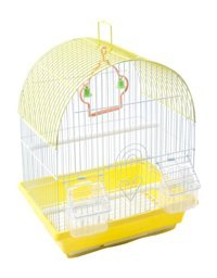 Birdlife A1000-1 Çatılı Oval Metal Muhabbet Kuşu Kafesi Beyaz-Sarı