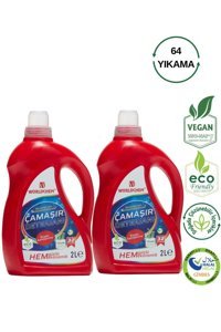 Worldchem Renkliler İçin Konsantre 32 Yıkama Sıvı Deterjan 2x2 lt