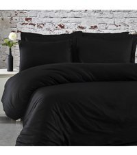 Sabia Pamuk 4 Mevsim 200x220 cm Çarşaflı Düz Çift Kişilik Nevresim Takımı Siyah