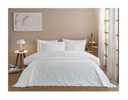 Özdilek Violet Pamuk 4 Mevsim 200x220 cm Çarşaflı Düz Çift Kişilik Nevresim Takımı Beyaz