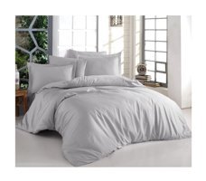 Sedali Home Pamuk 4 Mevsim 180x230 cm Çarşaflı Düz Çift Kişilik Nevresim Takımı Açık Gri