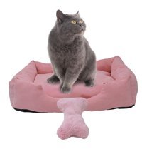 Evene Yıkanabilen Tek Fonksiyonlu 65x45 cm Minder Kedi Yatağı Pembe