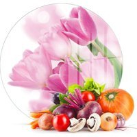 Decovetro Lale Desenli Cam Orta Pembe Kesme Tahtası