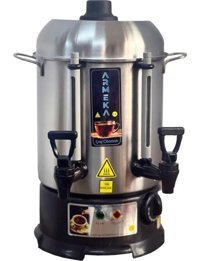 Armeka 2500 W 16 lt Çelik Tek Demlikli Çift Musluklu Çelik Elektrikli Semaver Inox