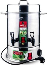 Yonca 2500 W Paslanmaz Çelik Tek Demlikli Çift Musluklu Paslanmaz Çelik Elektrikli Semaver Gri