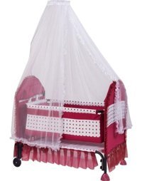 Baby Dak Aysel Demir 15 kg Dikdörtgen Tekerlekli Sallanan Beşik Bordo
