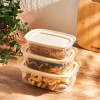 Emsan Kita Ecru Dikdörtgen Plastik Saklama Kabı 3x800 ml-1.2 lt-1.9 lt