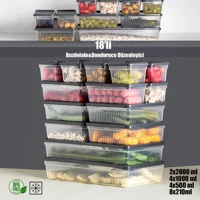 Porsima Set Dikdörtgen Plastik Saklama Kabı 18'li