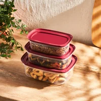 Emsan Kita Cherry Dikdörtgen Plastik Saklama Kabı 3x800 ml-1.2 lt-1.9 lt
