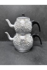 Yıldız Çelik Motif Desen Alüminyum Çaydanlık Gümüş