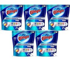 Bingo Akıllı Kapsül Pro Limon Tablet Bulaşık Makinesi Deterjanı 5x50 Adet