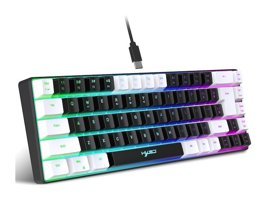 Hxsj V200 İngilizce Q RGB Kablolu Beyaz-Siyah Mekanik Hisli Gaming Klavye
