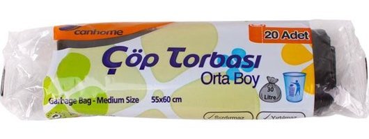 Canhome Orta Boy 55x60 cm Çöp Poşeti 20 Adet Siyah