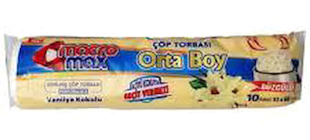 Macromax Vanilya Kokulu Büzgülü Orta Boy 55x60 cm Çöp Poşeti 10 Adet Beyaz