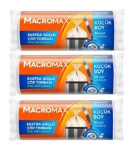 Macromax Ekstra Güçlü Küçük Boy 40x50 cm Çöp Poşeti 3x30 Adet Beyaz