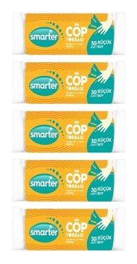 Smarter Şeffaf Küçük Boy 40x50 cm Çöp Poşeti 5x30 Adet Beyaz