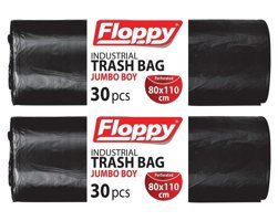 Floppy Endüstriyel Jumbo Boy 80x110 cm Çöp Poşeti 3x30 Adet Siyah