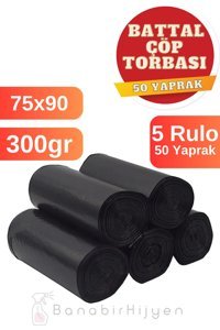 Ersopack Battal Boy 75x90 cm Çöp Poşeti 5x10 Adet Siyah