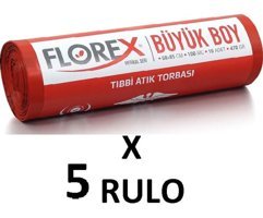 Florex Büyük Boy 60x85 cm Çöp Poşeti 5x10 Adet Kırmızı