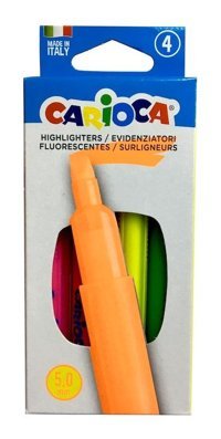 Carioca 4'lü Renkli Kesik Uçlu Fosforlu Kalem Seti