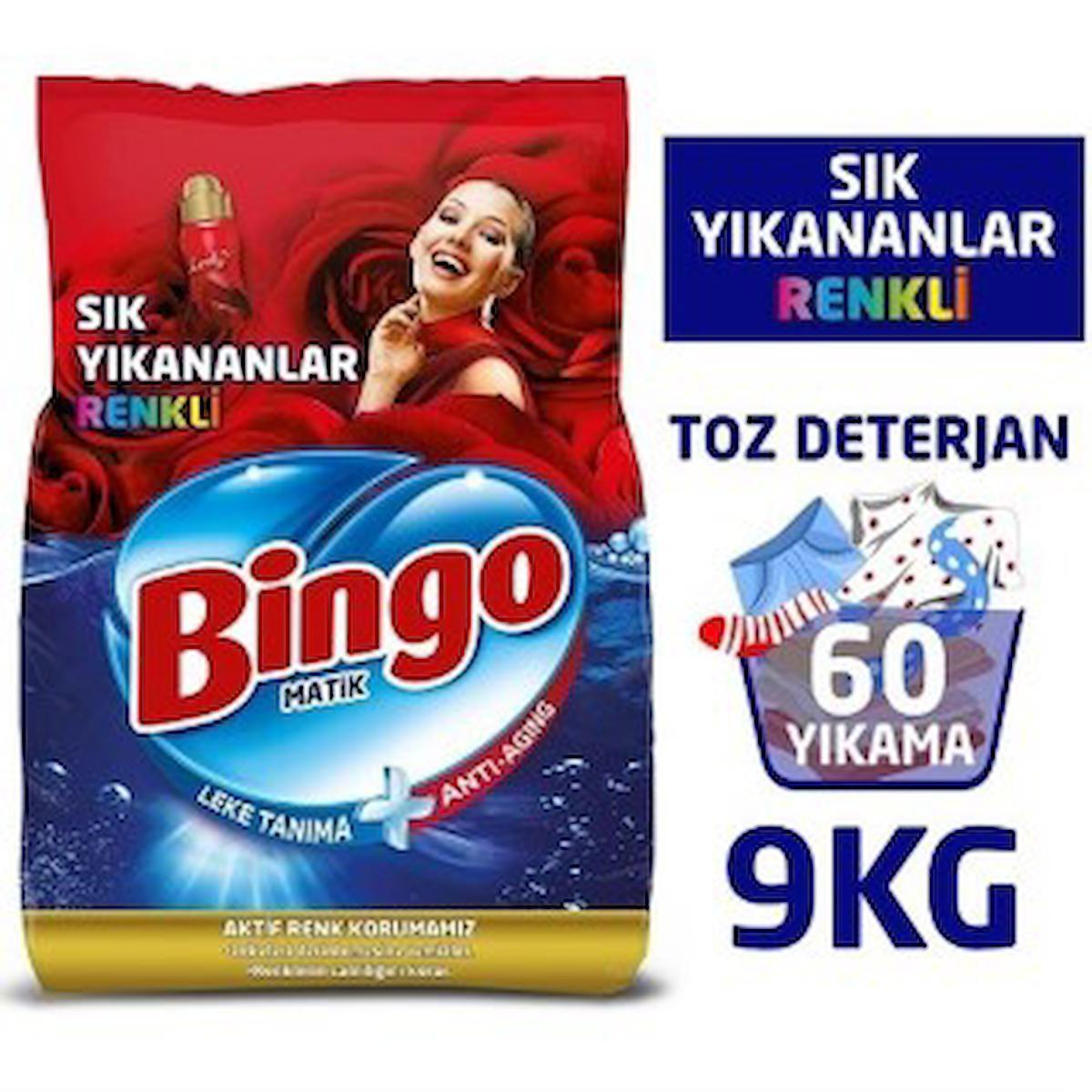 Bingo Sık Yıkananlar Renkliler İçin 60 Yıkama Toz Deterjan 9 kg