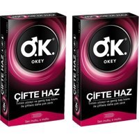 Okey Çifte Haz Vanilyalı Aromalı Normal Tırtıklı Prezarvatif 2x10'lu