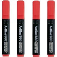 Artline 660 4'lü Pastel Kırmızı Kesik Uçlu Fosforlu Kalem