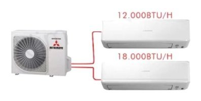 Mitsubishi 12+18 18000 Btu A++ Enerji Sınıfı R410A Inverter Multi Split Duvar Tipi Klima