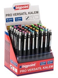 Bigpoint Pro Silgili Metal Metalik Renkli 0.5 mm - 0.7 mm Uçlu Versatil Kalem 48 Adet