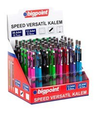 Bigpoint Speed Silgili Metal Metalik Renkli 0.5 mm - 0.7 mm Uçlu Versatil Kalem 48 Adet
