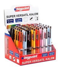 Bigpoint Super Silgili Metal Metalik Renkli 0.5 mm - 0.7 mm Uçlu Versatil Kalem 48 Adet
