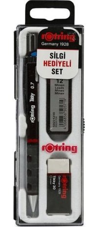 Rotring Tikky Silgili Metal Metalik Siyah 0.7 mm Uçlu Versatil Kalem Seti