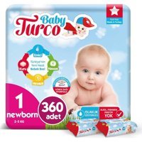 Baby Turco 1 Numara Göbek Oyuntulu Cırtlı Bebek Bezi 360'lı
