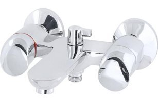 Kupp Natura Pirinç Çiftli Aç Kapa Yarı Ankastre Kare Banyo Bataryası Krom