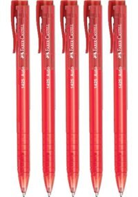 Faber-Castell 1425 Auto Plastik Tek Renkli 1.0 mm Kırmızı 5'li Tükenmez Kalem