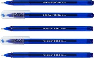 Pensan Büro Plastik Tek Renkli 1.0 mm İğne Uçlu Mavi 5'li Tükenmez Kalem
