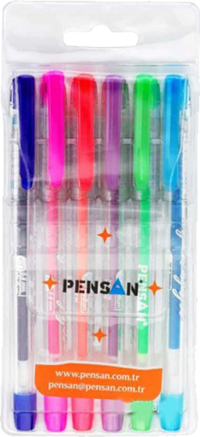 Pensan My King Neon Plastik 6 Renkli 1.0 mm İğne Uçlu Çok Renkli 6'lı Tükenmez Kalem