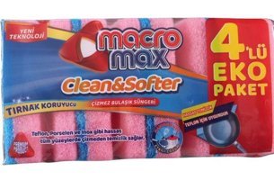 Macromax Celan Softer Oluklu 4'lü Bulaşık Süngeri